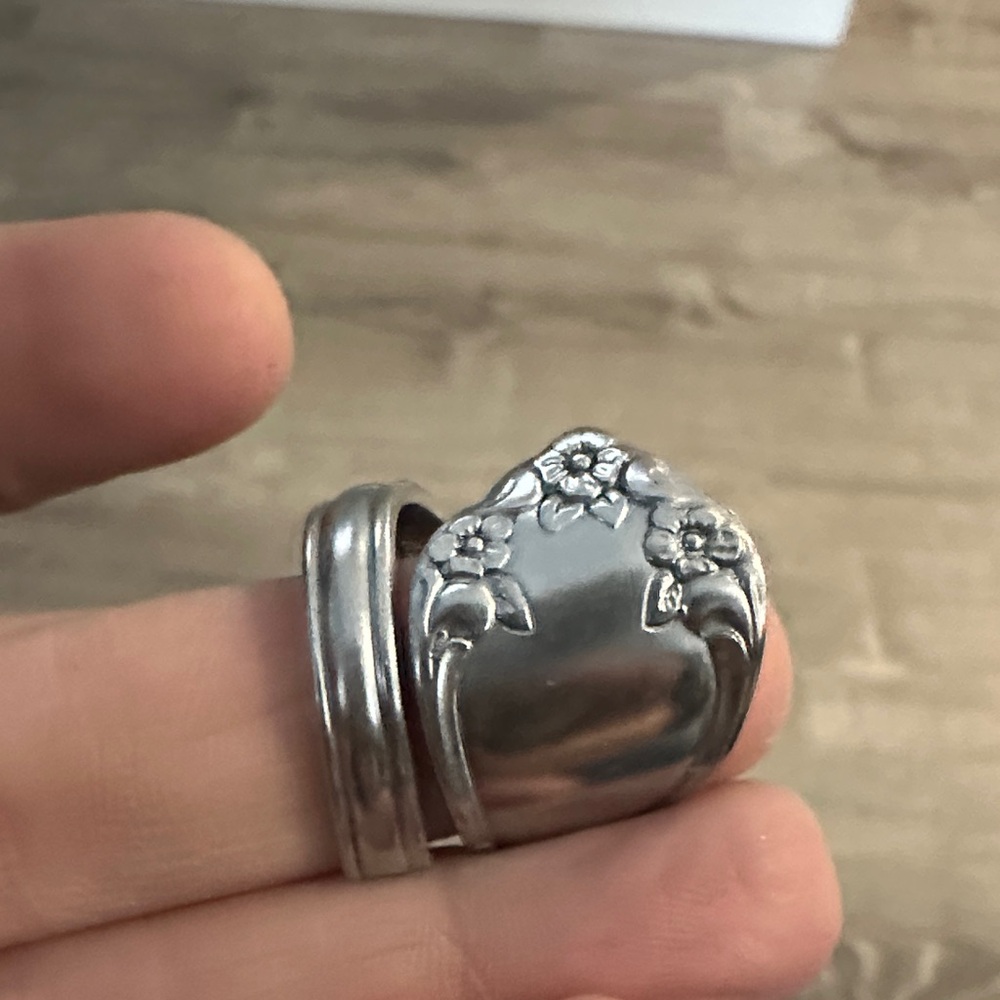 Artisan vintage spoon ving Silver Floral Ring pick your size